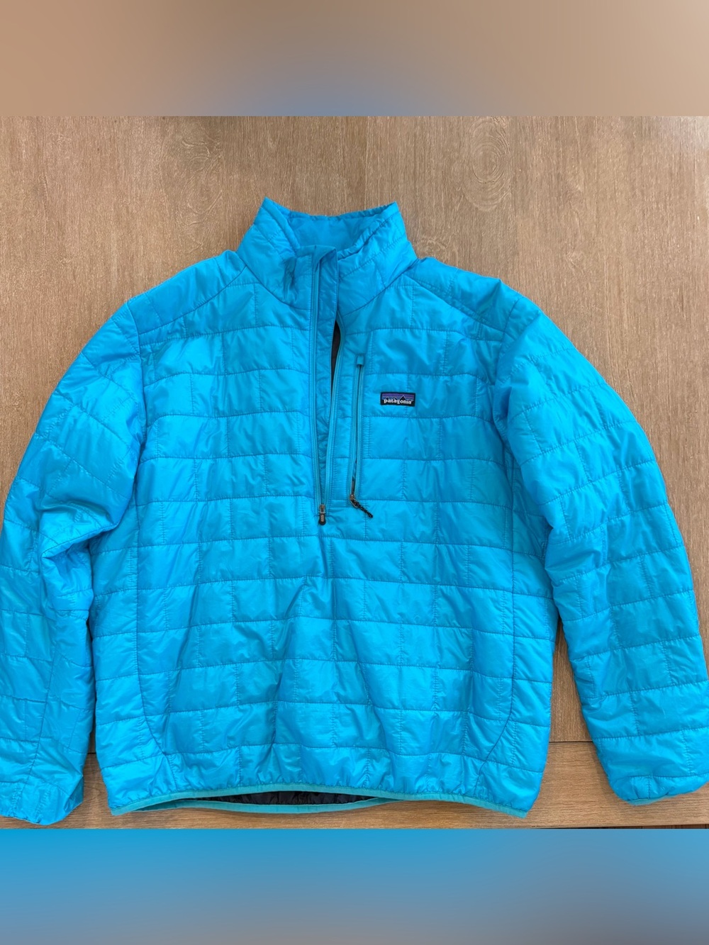 Patagonia Men’s XL Nano Puff Pullover Jacket Blue Turquoise Quilted 1/2 Zip